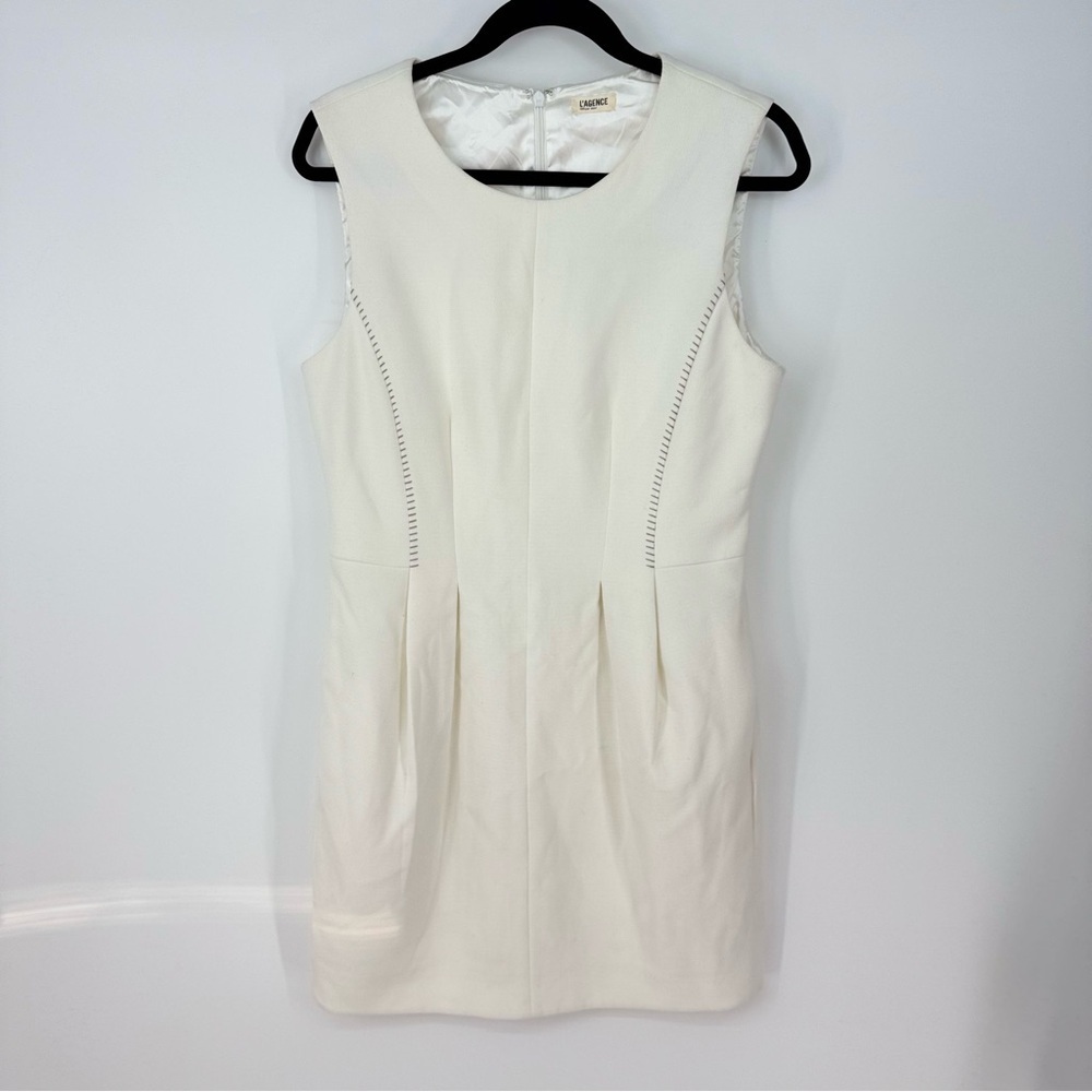 L’agénce Sleeveless Exterior Stitch Boat Neck Midi Dresss